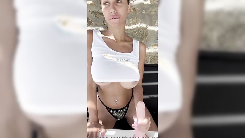 Therealmorenita Blows Her Dildo Outdoors